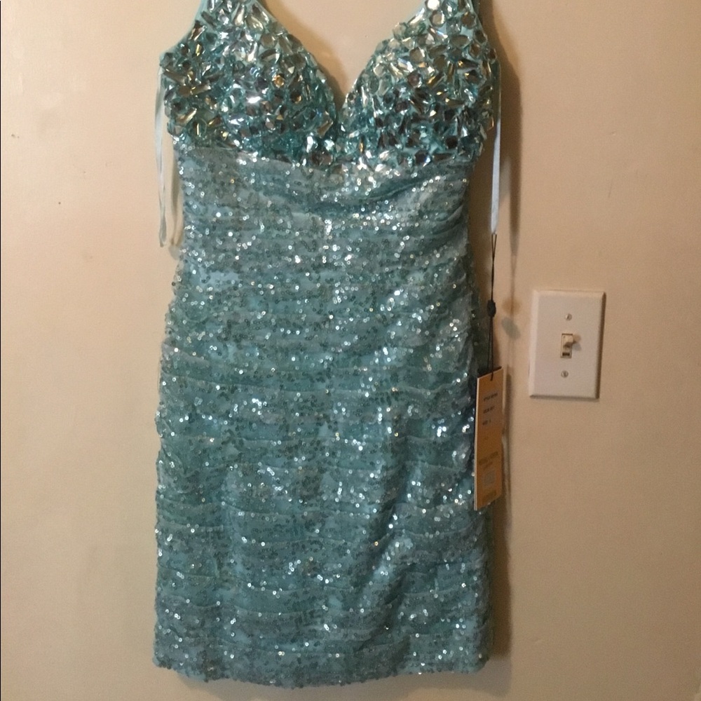 Mint sequin cocktail dress